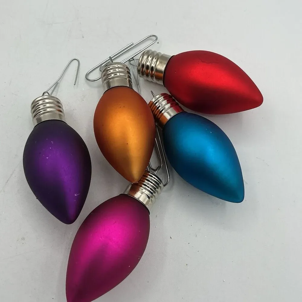 5 Pc Vintage Glass Christmas Ornaments Mixed Colors Mercury Glass Holiday Deco